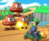 Thumbnail of the Lakitu Cup challenge from the Vancouver Tour; a Goomba Takedown challenge set on 3DS Daisy Hills (reused as the Dry Bones Cup's bonus challenge in the Summer Tour)