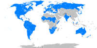 Map of the Countries registered on Mario Kart Wii and Wii's WFC.