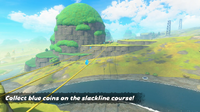 Mario Kart World P-Switch Mission "Collect blue coins on the slackline course!"