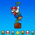 Mario holding on to a vine