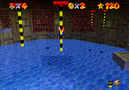 Mario in the mission Pole-Jumping for Red Coins at the course Dire, Dire Docks.