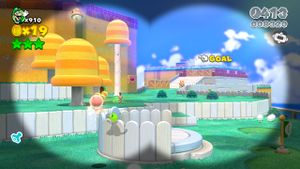 Hidden Luigi in Super Bell Hill. He is in the middle-right of the screenshot, near the fence and bushes.