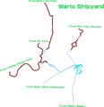 A composite map of all routes leading to Wario Shipyard