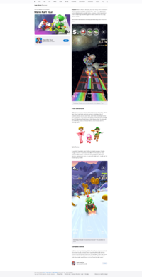 Screenshot of a Mario Kart Tour story on the American App Store