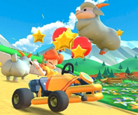 Thumbnail of the Pauline Cup challenge from the 2019 Holiday Tour; a Steer Clear of Obstacles challenge set on 3DS Daisy Hills (reused as the Wario Cup's bonus challenge in the New Year's 2021 Tour)