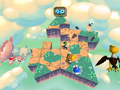 Gameplay of Fish Upon a Star, showing most of the star platform destroyed