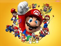 "History of Mario" wallpaper available from Nintendo's website (or at least Nintendo of Europe's websites) circa 2005