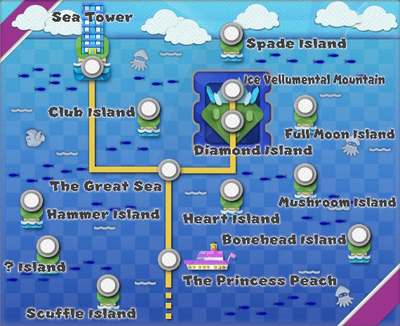 Map of the Purple Streamer area in Paper Mario: The Origami King.