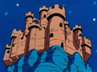 King Koopa's castle just before it collapses.