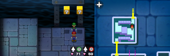 First two blocks in Toad Town of Mario & Luigi: Bowser's Inside Story + Bowser Jr.'s Journey.