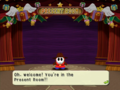 Shy Guy welcomes the player to the Present Room.