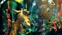 A giraffe is hypnotized by Wacky Pipes in Donkey Kong Country Returns HD