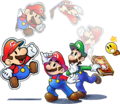 The two versions of Mario with Luigi and Starlow.