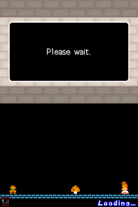 The Download Play loading screen for the Mario vs. Luigi mode in New Super Mario Bros.