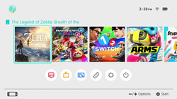 The Nintendo Switch's Home Screen, with The Legend of Zelda: Breath of the Wild highlighted.