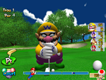 Wario putting in Mario Golf: Toadstool Tour