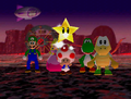 Toad gives Mario (the winner of the board) a Star to help fight Metal Bowser.