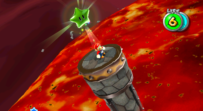 The first Green Star found in Bowser's Gravity Gauntlet.