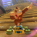 Donkey Kong performing a trick. Mario Kart 8.