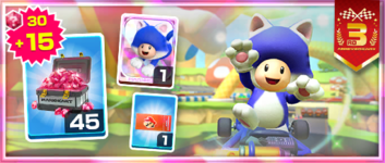 The Cat Toad Pack from the Anniversary Tour in Mario Kart Tour