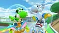 Yoshi (Egg Hunt) tricking in the Bright Bunny and White Yoshi tricking in the White Turbo Yoshi