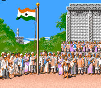 Mahatma Gandhi in the SNES release of Mario's Time Machine