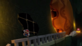 Mario running away from a giant wheel