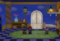 The Toad hiding in a closet in Peach's Castle in Paper Mario