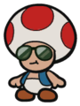 A sunglasses-wearing red Toad