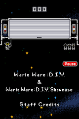 The Staff Credits of WarioWare: D.I.Y., accessed from the Options Garage.