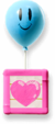 Artwork of an Item Balloon carrying a Heart Crate from Yoshi's Crafted World