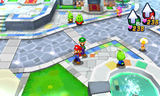 Screenshot showing Beanish characters in Mario & Luigi: Dream Team.