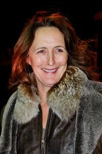 Fiona Shaw posing for pictures at the stage door after a performance of Ibsen's John Gabriel Borkman at the Brooklyn Academy of Music