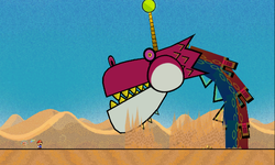 Fracktail prior to his boss battle in Super Paper Mario