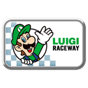 The Luigi Raceway badge and the Luigi Parafoil in Mario Kart Tour.