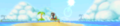 The banner for GBA Shy Guy Beach, with fewer palm trees and umbrellas