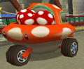 A Mushroom-shaped car at Mushroom Bridge from Mario Kart: Double Dash!!