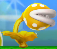 A Gold Big Piranha Plant in New Super Mario Bros. 2