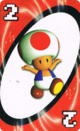 The Red Two card from the Nintendo UNO deck (featuring Toad)