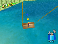 A Blue Coin in Gelato Beach in the game Super Mario Sunshine.