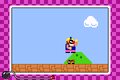 Wario squashing a Goomba