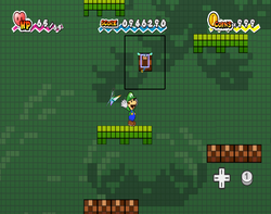 Luigi using Fleep to uncover the Dimentio Super Card in The Dotwood Tree of Super Paper Mario.