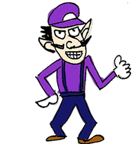 Drawing of Waluigi in WarioWare Gold