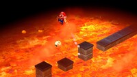 Mario touching Lava in Pipe Vault in Super Mario RPG for Nintendo Switch
