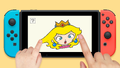 Peach's bangs and ear being pulled on a Nintendo Switch