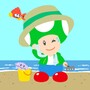 Kinopio-kun on the beach