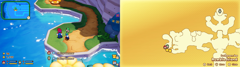 Seventh hidden block in Rumbla Island from Mario & Luigi: Brothership.