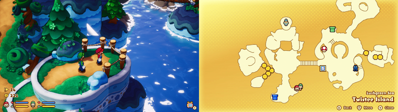 First hidden block in Twistee Island from Mario & Luigi: Brothership.