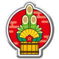 A common badge depicting a kadomatsu