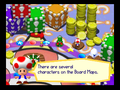 Toad about to explain the board's characters